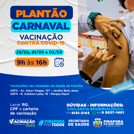 Vacinação Covid-19 Carnaval
